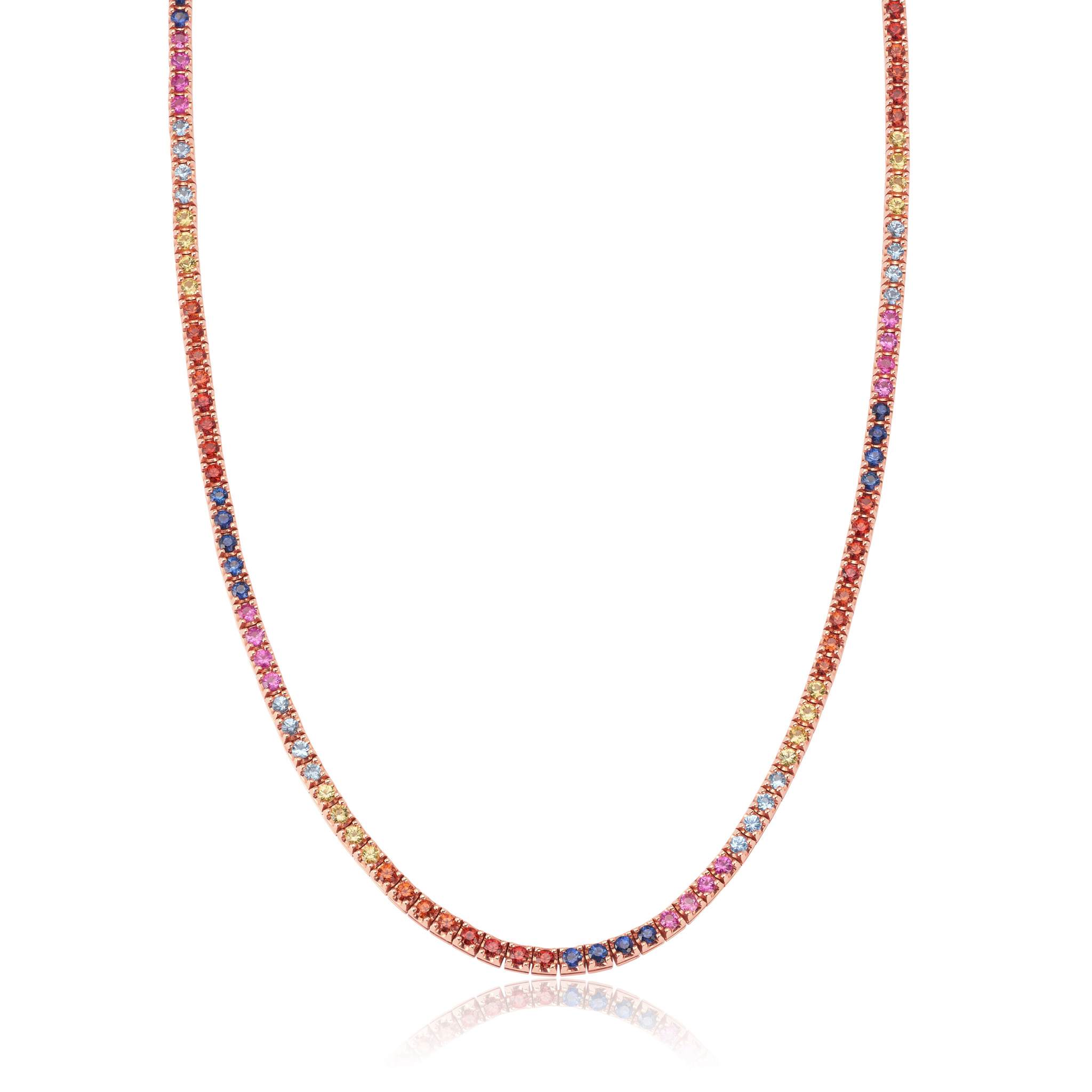 Rainbow Sapphire Tennis Necklace by Graziela Gems. Fine jewelry.