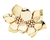 Yellow Gold Flower Brooch ring by Italian fine jewelry house Sabbadi