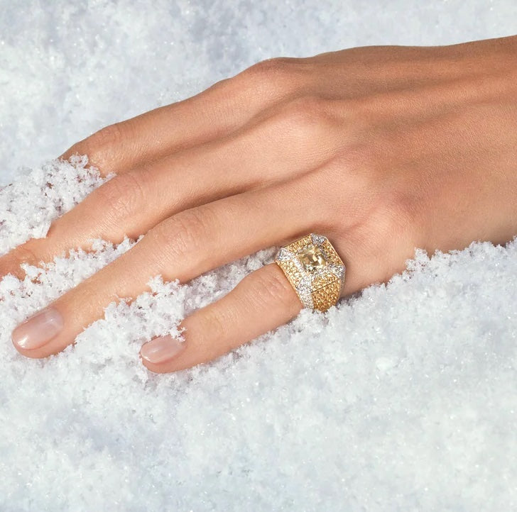 The Juba diamond ring by Ashaha in 18k yellow gold. Contemporary Heirloom.