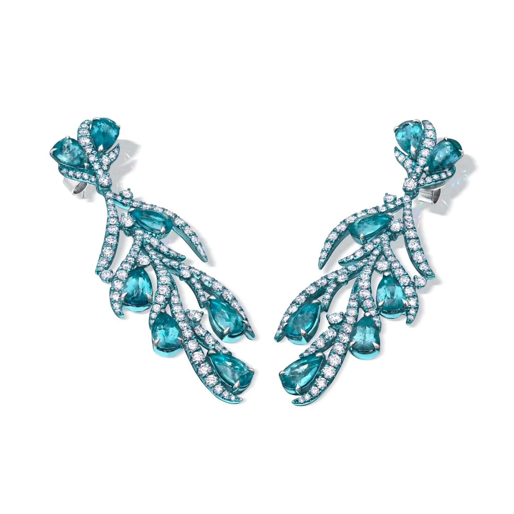 Tourmaline Diamond earrings, 18k gold, Graziela Gems, Precious Gift, One-of-a-Kind Jewel
