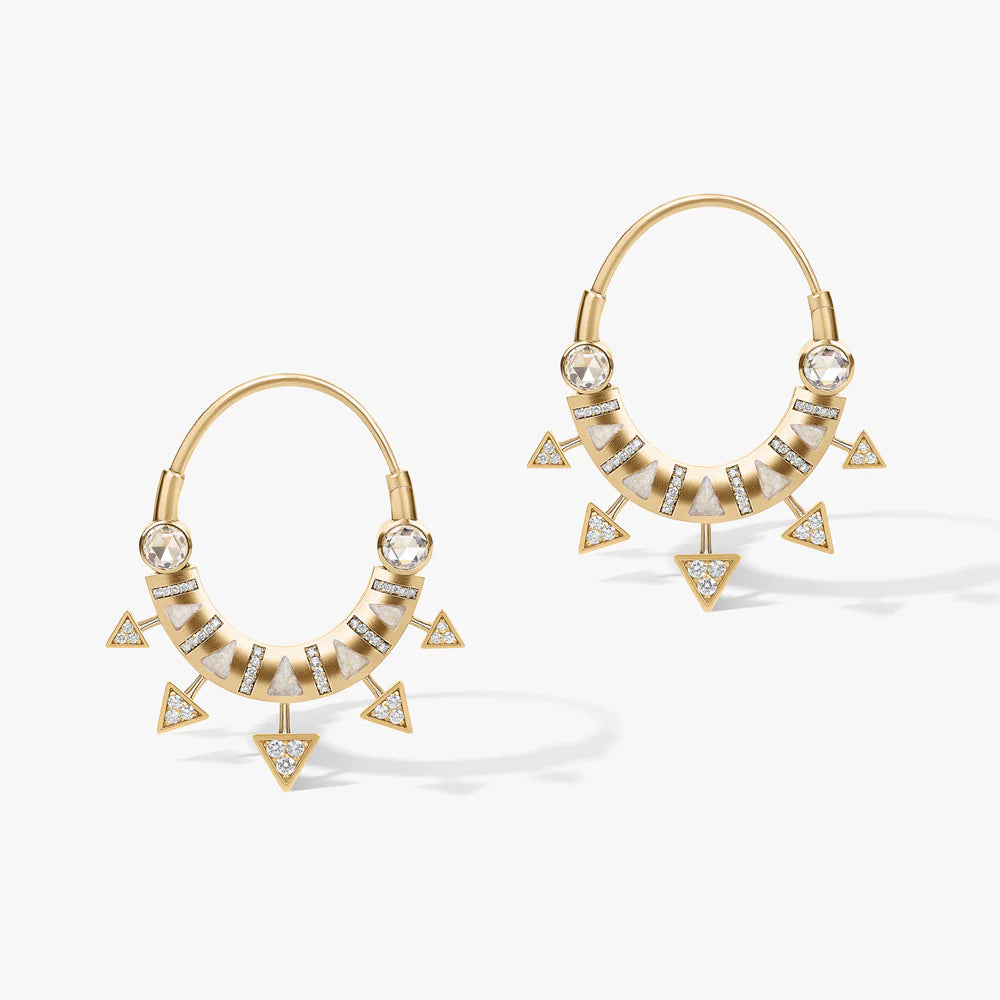 18k gold Diamonds earrings by Ashaha. Contemporary heirloom. Fine jewelry