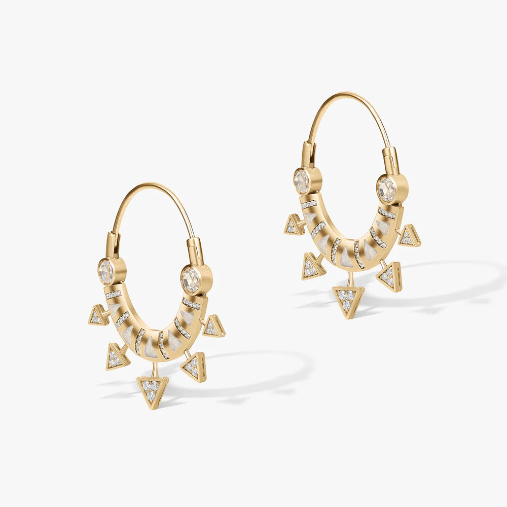 18k gold Diamonds earrings by Ashaha. Contemporary heirloom. Fine jewelry