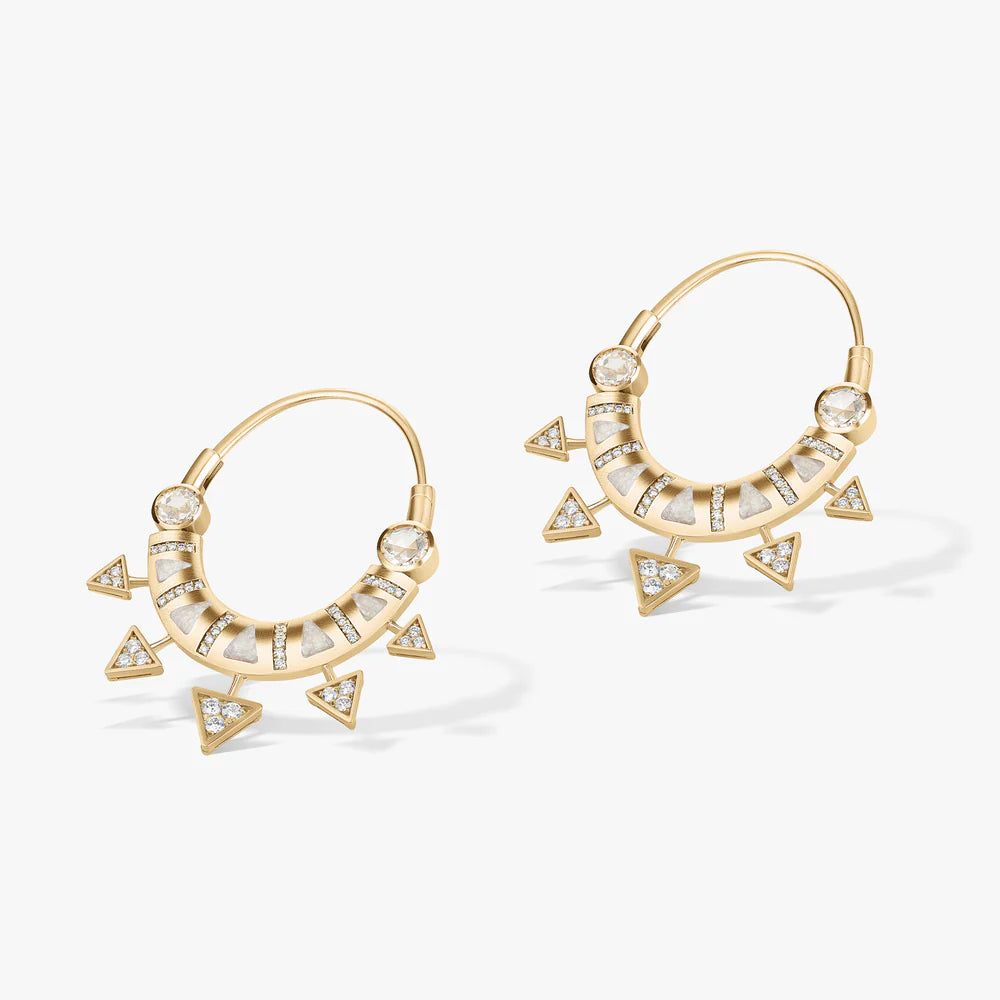 18k gold Diamonds earrings by Ashaha. Contemporary heirloom. Fine jewelry
