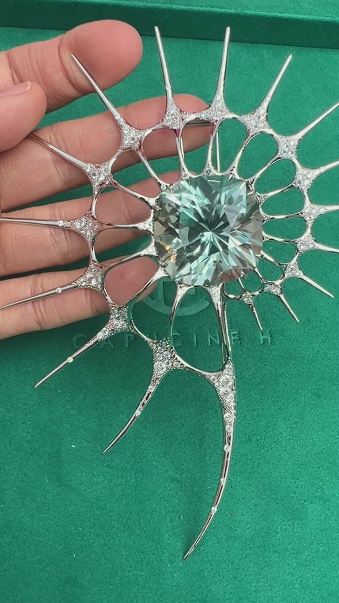 White Gold and Topaz brooch. High jewelry creation by Capucine H.