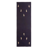 Hand-embroidered navy wool scarf with seahorse motif by JANAVI INDIA