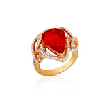 18 karat rose gold fire opal and diamond ring by fine jewelry house Yael Designs