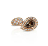 18 karat rose gold brown and white diamond ring by fine jewelry house Yael Designs