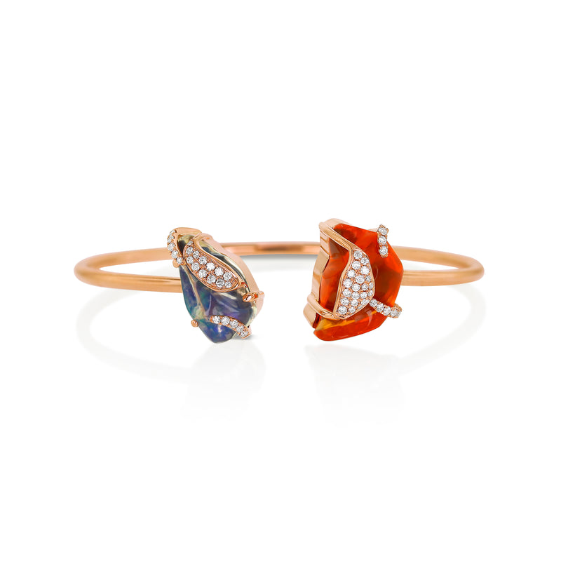 18 karat rose gold fire opal and diamond bracelet by fine jewelry house Yael Designs