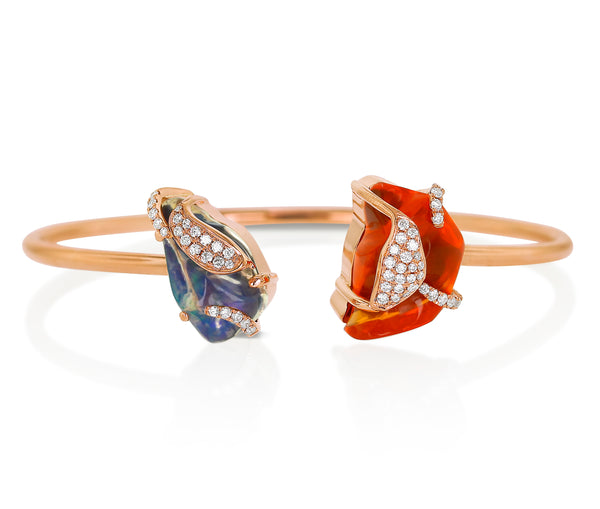 18 karat rose gold fire opal and diamond bracelet by fine jewelry house Yael Designs
