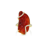 18 karat yellow gold fire opal and diamond ring by fine jewelry house Yael Designs