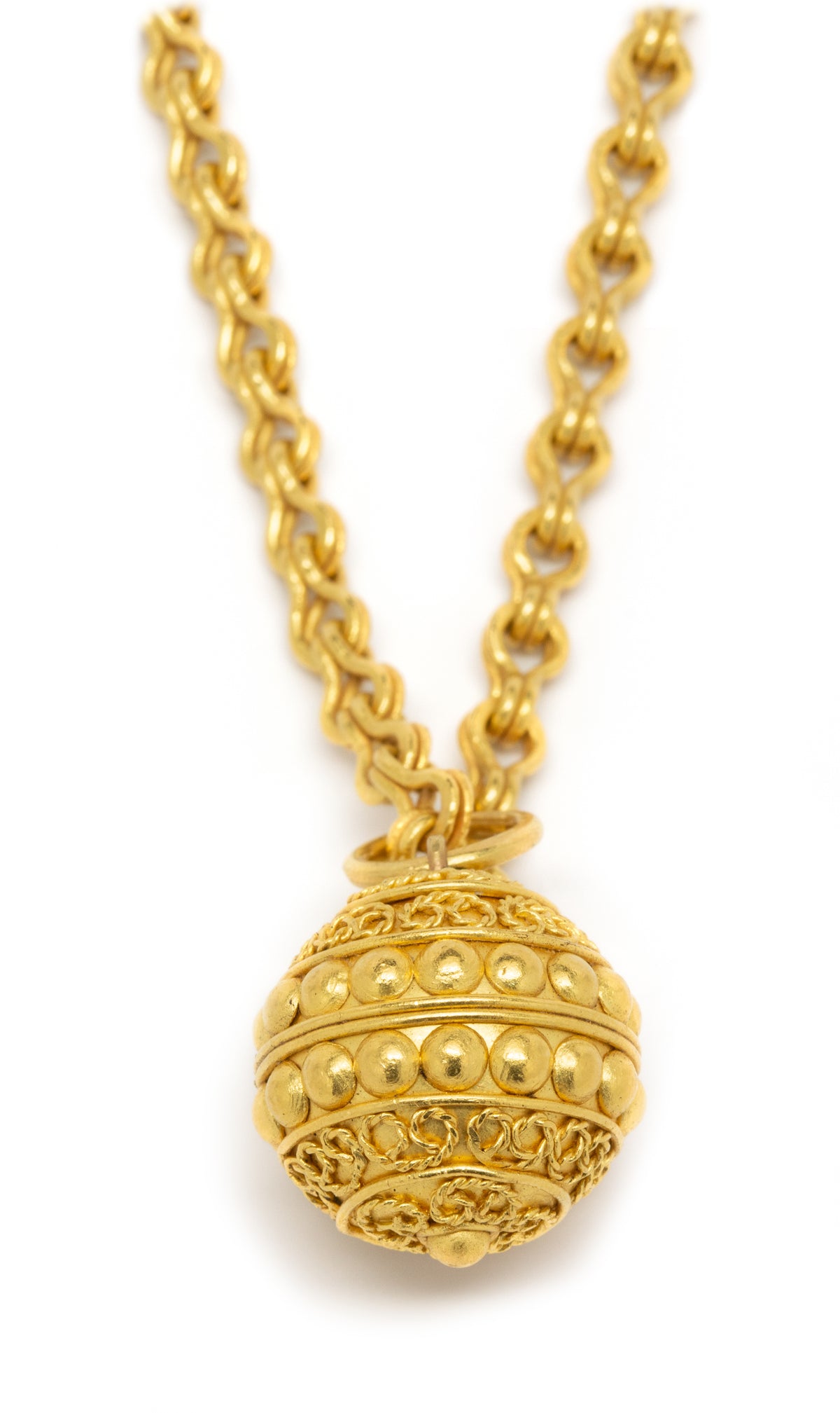 22k gold chain and ball pendant by fine jewelry designer Linda Hoj