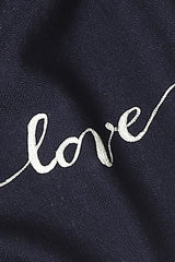 JANAVI INDIA classic Love scarf, is a perfect gift for yourself or a loved one.  "Love" hand-embroidered in navy merino wool.