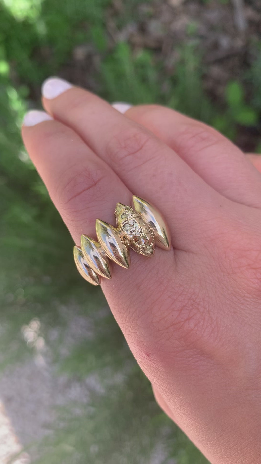 18 karat recycled yellow gold stalactites ring by fine jewelry designer Capucine H
