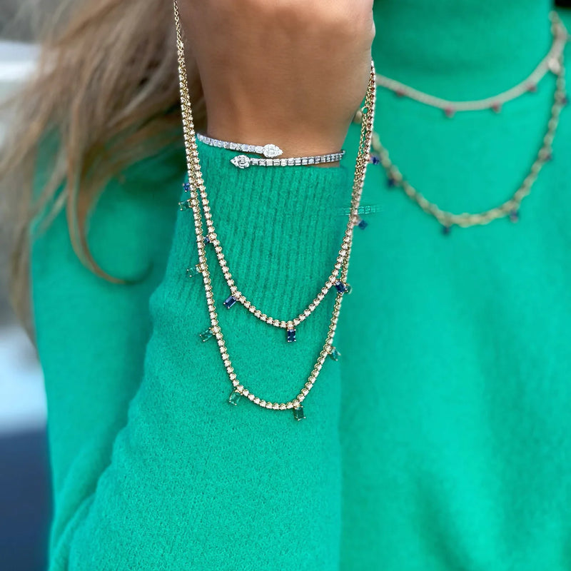 Blue sapphire and diamond necklace by award winning fine jewelry designer Graziela Gems