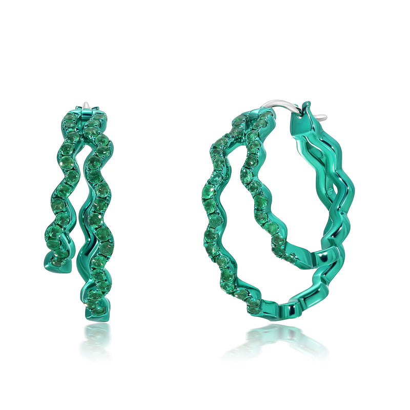Emerald Double Hoop Earrings by fine jewelry designer Graziela