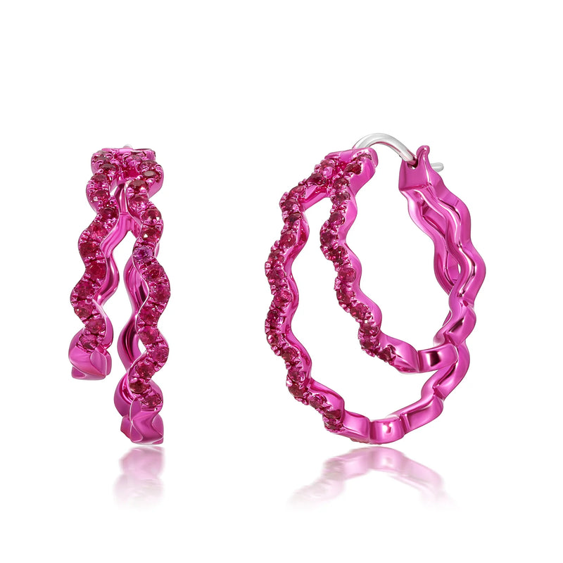 Ruby Double Hoop Earrings by fine jewelry designer Graziela