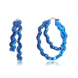 Blue sapphire double hoop earrings by fine jewelry designer Graziela.