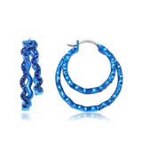 Blue sapphire double hoop earrings by fine jewelry designer Graziela.