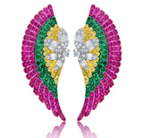 Diamond, Ruby, Emerald Wings Earrings by fine jewelry designer Graziela