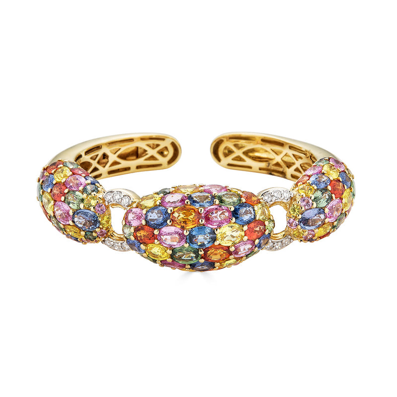 Sapphire and Diamond Mosaique bangle bracelet by fine jewelry house of Piranesi