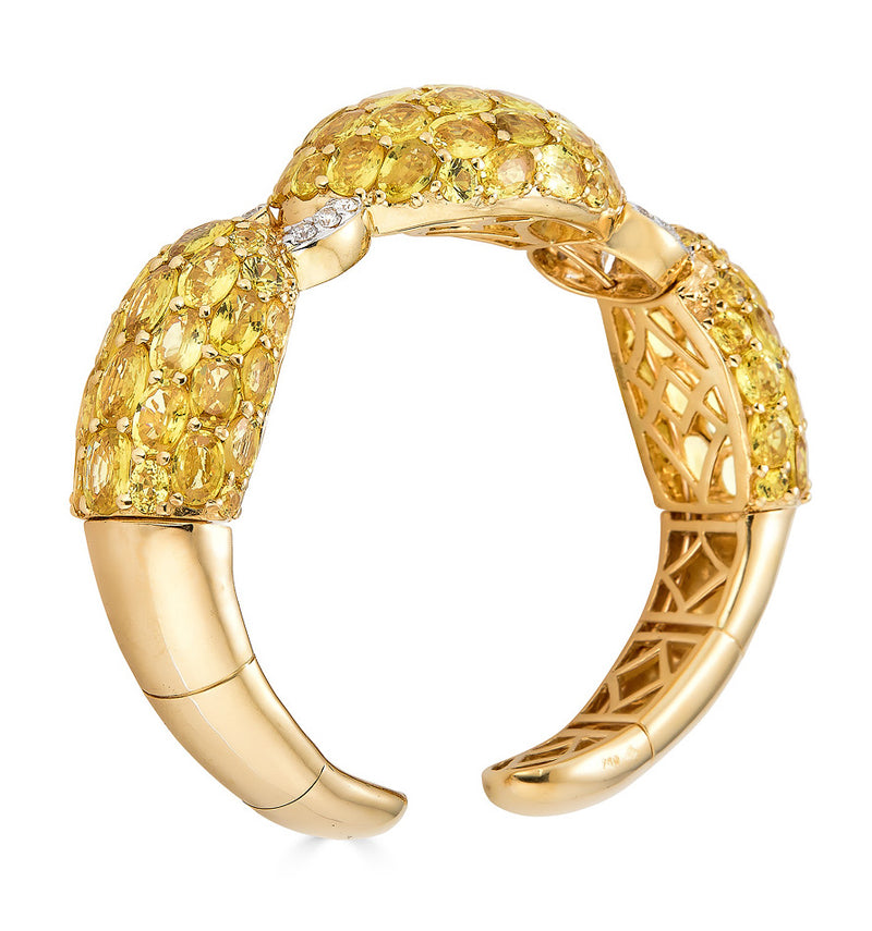 Yellow Sapphire and Diamond Mosaique bangle bracelet by fine jewelry house of Piranesi