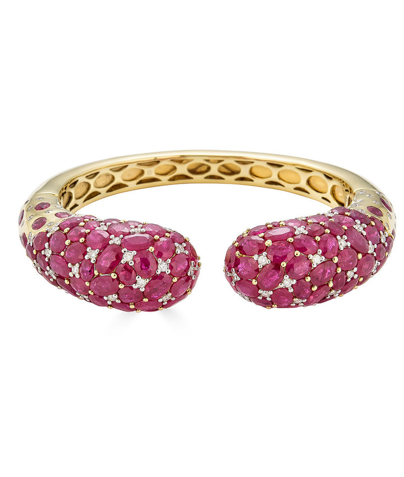 Ruby Mosaique open bangle bracelet by fine jewelry house of Piranesi