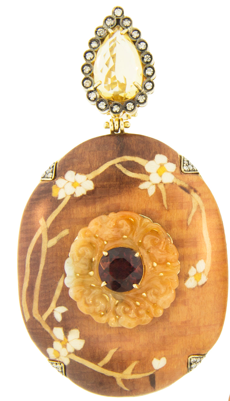 18 karat gold diamond, citrine and jade earrings by fine jewelry designer Silvia Furmanovich