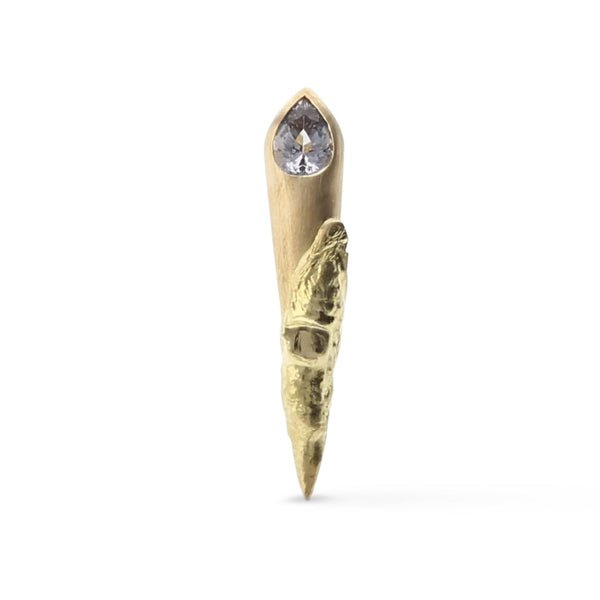 18 karat yellow gold and sapphire earring by fine jewelry designer Capucine H.  Sold as a single earring