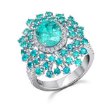 Paraiba tourmaline and diamond couture ring by award winning fine jewelry designer Graziela Gems.