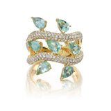 Paraiba Tourmaline and Diamond Vine ring by award winning fine jewelry designer  Graziela Gems