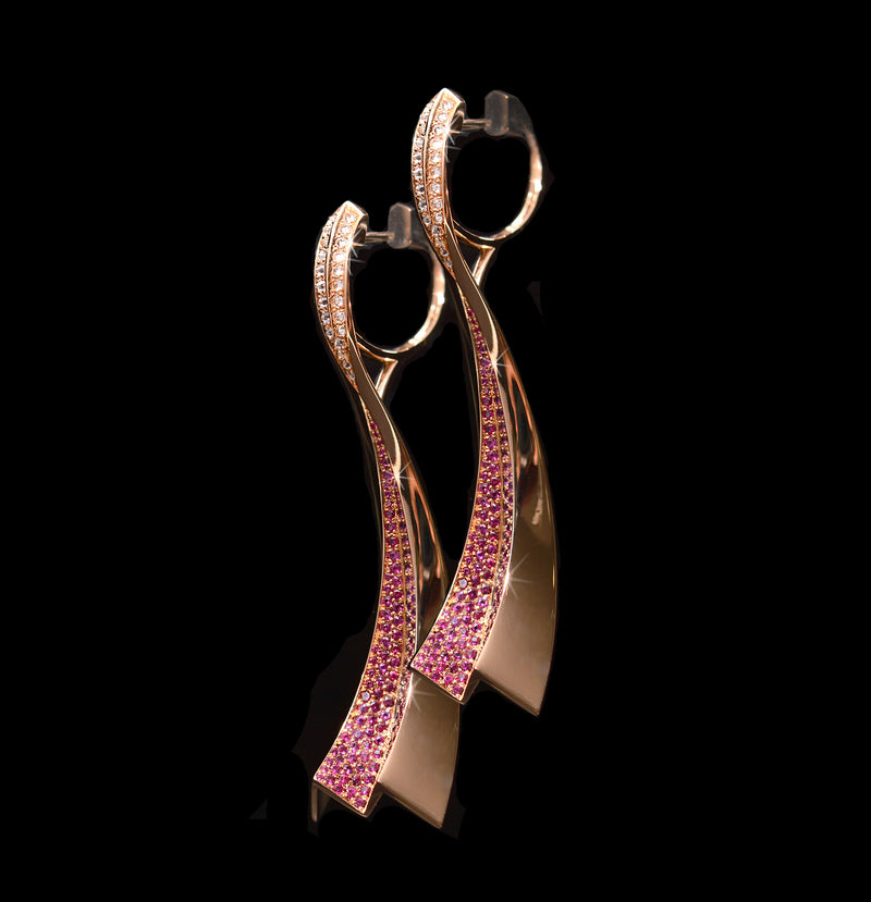Nigel O'Reilly, Ruby and Sapphire masterpiece earrings