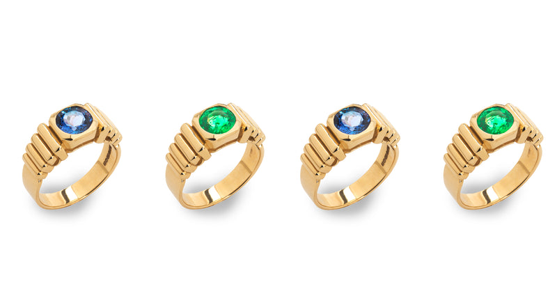 18 karat yellow gold emerald ring by fine jewelry designer Tatiana Van Lancker