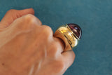 Cabochon large dark pink rubellite 18 karat gold ring by fine jewelry house Piranesi