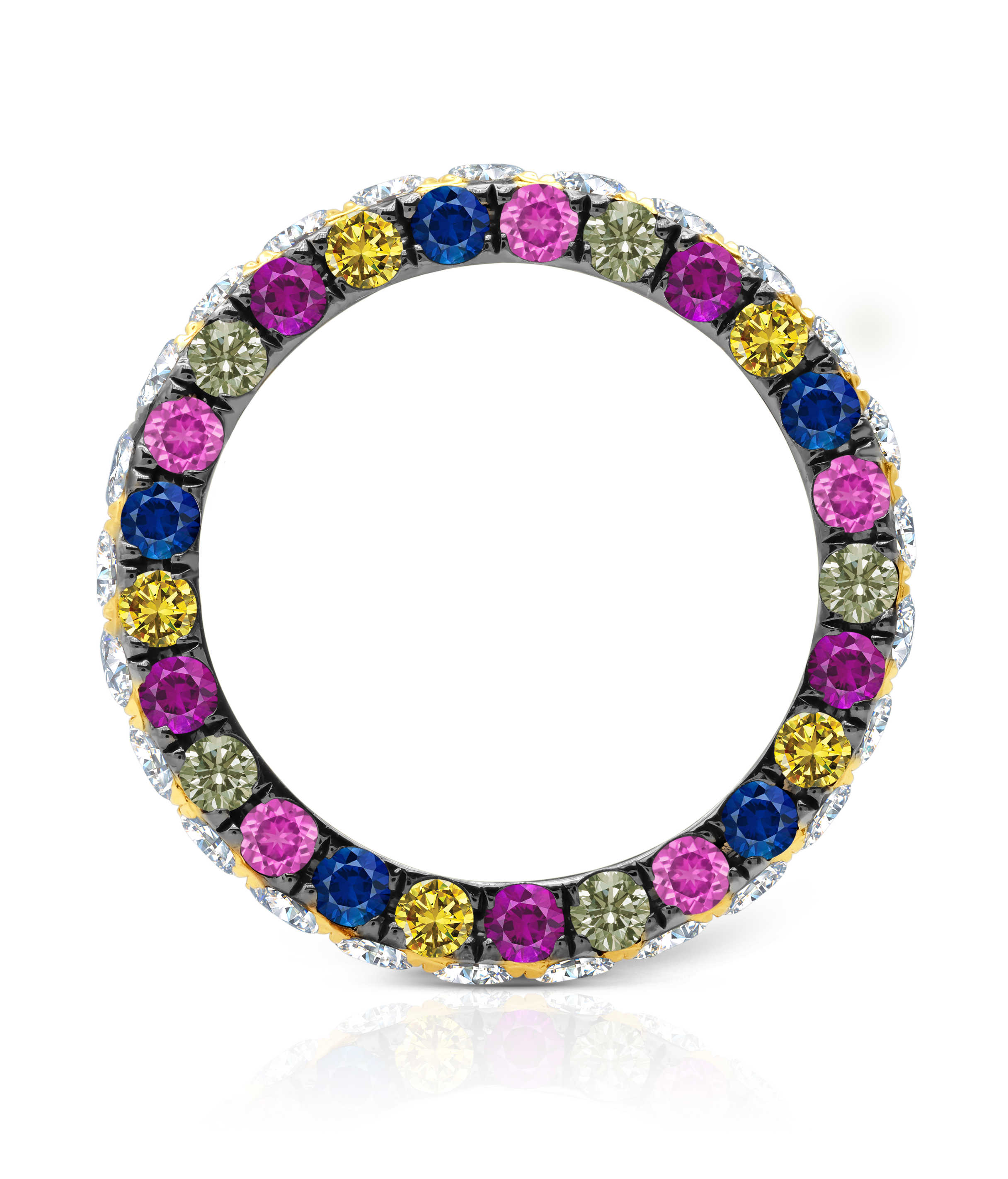 Diamond, ruby, sapphire ring in 18 karat gold by designer Graziela Gems