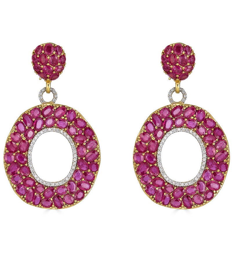 Chandelier Hoops earrings in Ruby by fine jewelry house of Piranesi