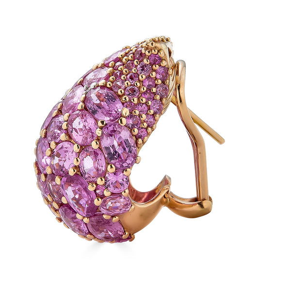 Paisley Mosaique Studs in Pink Sapphire by fine jewelry house of Piranesi