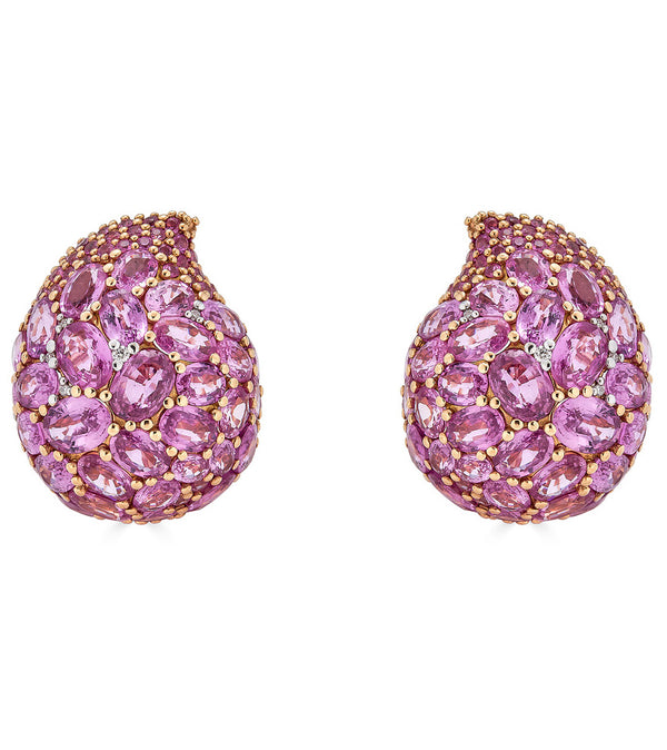 Paisley Mosaique Studs in Pink Sapphire by fine jewelry house of Piranesi