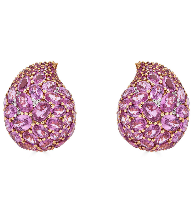 Paisley Mosaique Studs in Pink Sapphire by fine jewelry house of Piranesi