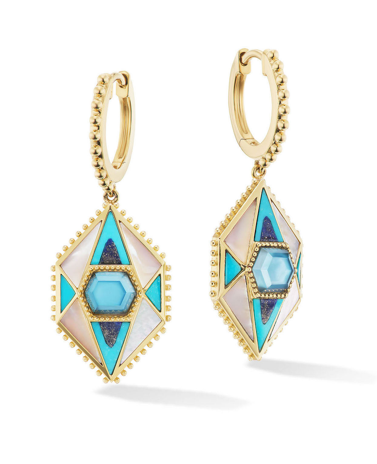 Lapis 18 karat yellow Gold earrings by fine jewelry designer Orly Marcel