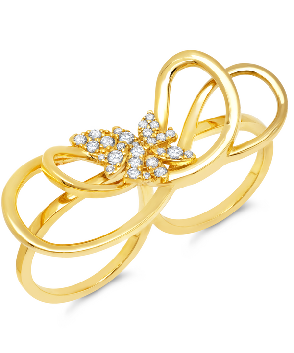Diamond Natura double ring in 18 karat gold by award winning fine jewelry designer Graziela