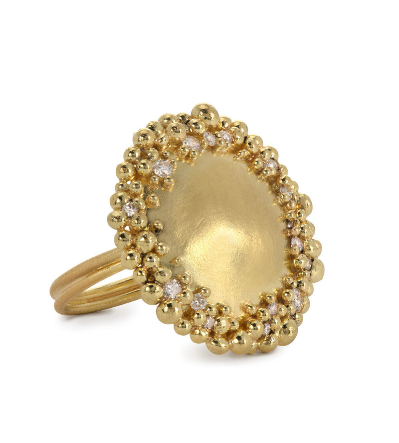 18 karat gold one-of-a-kind diamond ring by fine jewelry designer Hannah Bedford