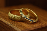 18 karat yellow gold Sapphire Ombré Speckled ring by jewelry designer-maker Clio Saskia.