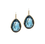 Blue Topaz earrings in 18 karat yellow gold by fine jewelry designer Goshwara
