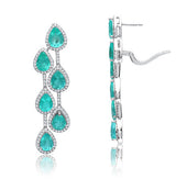 Paraiba tourmaline and diamond couture drop earrings in 18 karat white gold by Graziela Gems