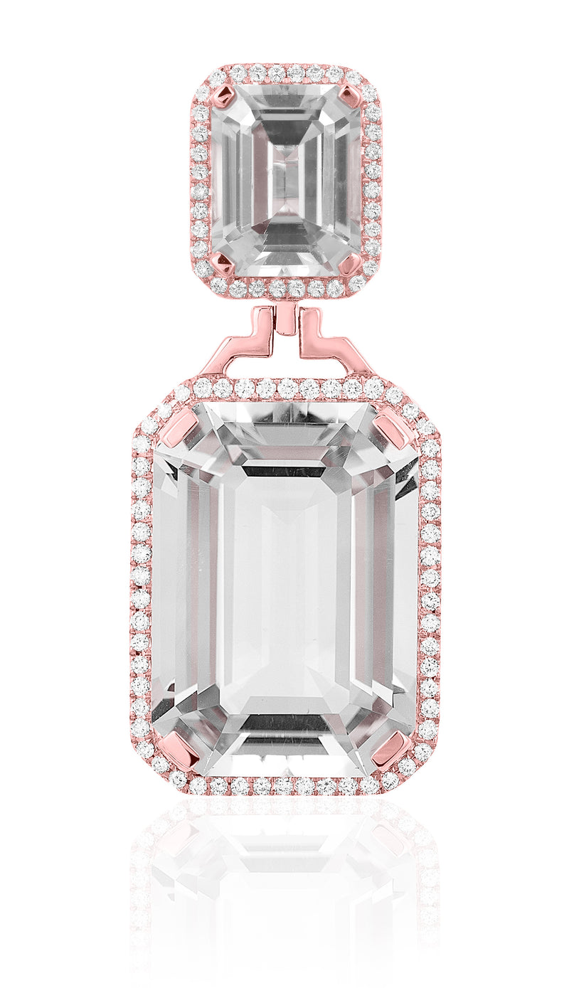 Rock Crystal earrings with Diamonds by fine jewelry designer Goshwara