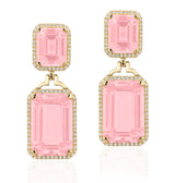 Rose Quartz earrings with Diamonds by fine jewelry designer Goshwara