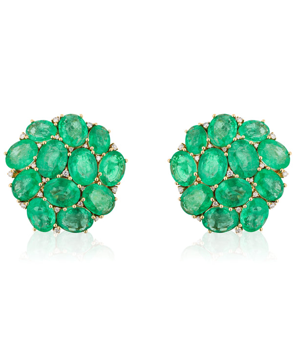 Emerald Diamond Cluster stud earrings