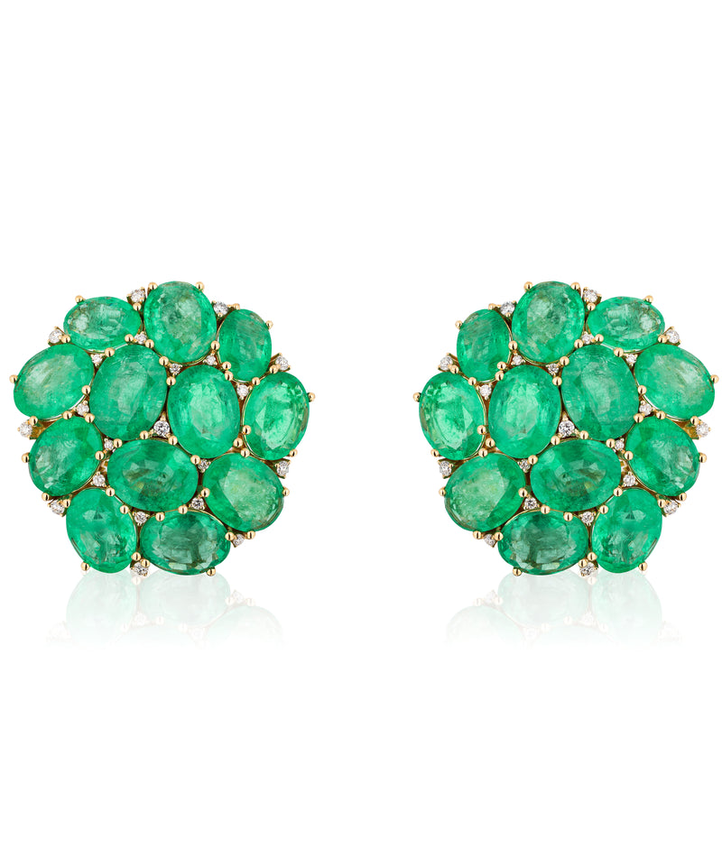Emerald Diamond Cluster stud earrings