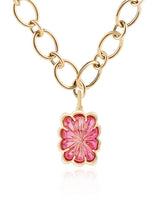 Pink tourmaline pendant with 18 karat gold chain by fine jewelry designer Goshwara