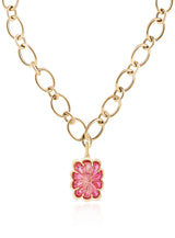 Pink tourmaline pendant with 18 karat gold chain by fine jewelry designer Goshwara